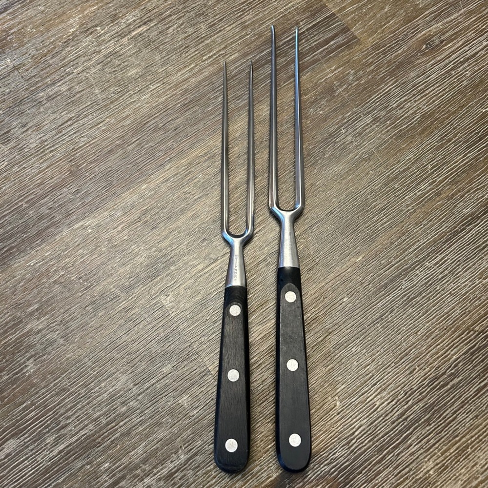Vintage F. Dick Carving Meat Forks Set of 2 Germany Rostfrei Butcher 11" 12"